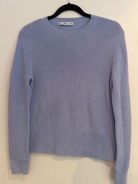 Mango Lavender Ribbed Crewneck Sweater